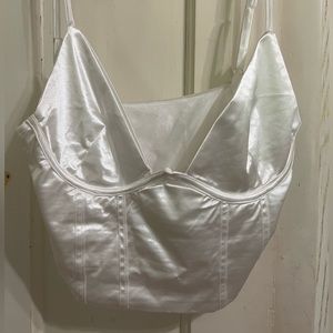 Cropped faux satin corset cropped top